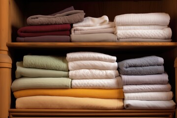 Poster - stack of folded towels in a linen closet