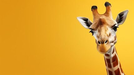 Poster - giraffe on a yellow background.Generative AI