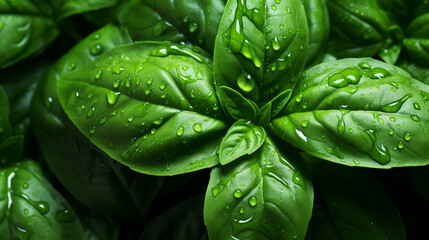 Close up of basil leaves.Generative AI