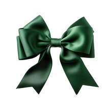 Forest Green Velvet Ribbon With Bow Isolated On Transparent Background
