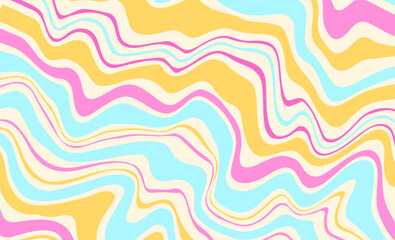 Wall Mural - colorful y2k groovy background wavy psychedelic line texture