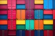 close-up of stacked shipping containers in vibrant colors