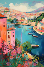 Colorful Captivating Harbor Views Oil Painting Abstract Decorative Painting
