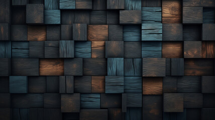 Sticker - Wooden cubes pattern background