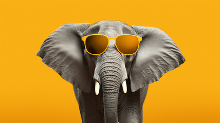 Wall Mural - wild elephant in trendy sunglasses