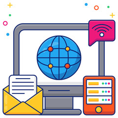 a flat design icon of online browser