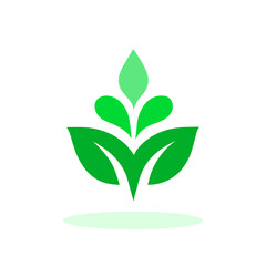 Wall Mural - green plant icon. green plant with three leaves. concept of growth, ecology, and nature.