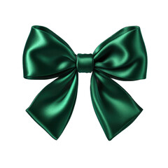 Wall Mural - Emerald green satin ribbon with bow isolated on transparent background