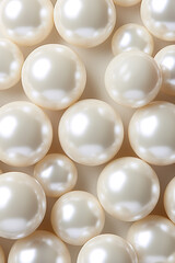 Wall Mural - big white lustrous pearls densely arranged in an even layer. large