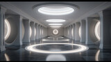 Fototapeta Do przedpokoju - Empty marble futuristic tunnel. Technology Design.