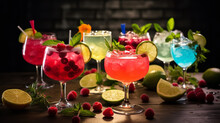 Cocktail party with colorful drinks