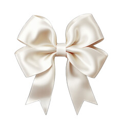 Wall Mural - Pearl white satin bow with ribbon isolated on transparent background