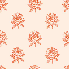 Floral botanical texture pattern with rose and leaves. Seamless pattern can be used for wallpaper, pattern fills, web page background, surface textures.