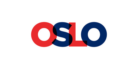Wall Mural - Oslo in the Norway emblem. The design features a geometric style, vector illustration with bold typography in a modern font. The graphic slogan lettering.