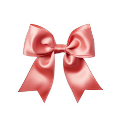 Wall Mural - Coral pink velvet ribbon and bow isolated on transparent background