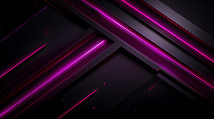 Poster - Geometric diagonal neon lines in purple on a dark background.