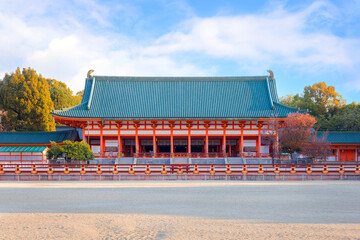 kyoto, japan - april 2 2023: heian shrine built on the occasion of 1100th anniversary of the capital