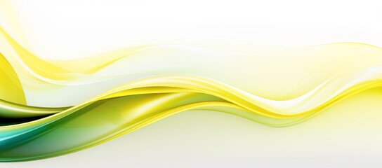 Wall Mural - abstract futuristic design yellow and green swirly wave motion white background banner