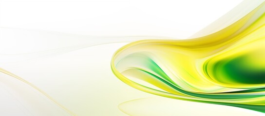 Wall Mural - abstract futuristic yellow and green swirly wave motion design white background banner