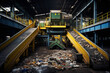 © YouAreBeautiful - A waste transfer station with a conveyor belt, where waste is sorted for recycling or landfill