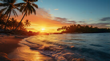 Sunset On Tropical Island