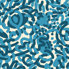 Seamless vector colorful hippy pattern with wave lines