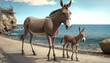 Younger and elder Mule animal sea AI Generated image