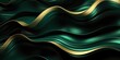 Abstract green and gold wave pattern with a sense of luxury and fluidity
