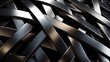 Abstract metallic texture with interwoven black and silver elements
