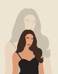 Wall Mural - Illustration of a female beauty on a light brown background.