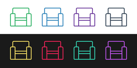 Poster - Set line Cinema chair icon isolated on black and white background. Vector