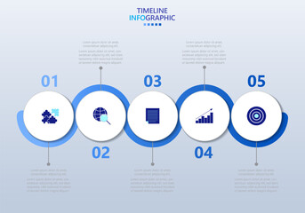 Aufkleber - Infographic template for business. Modern Timeline infograph with 5 steps.