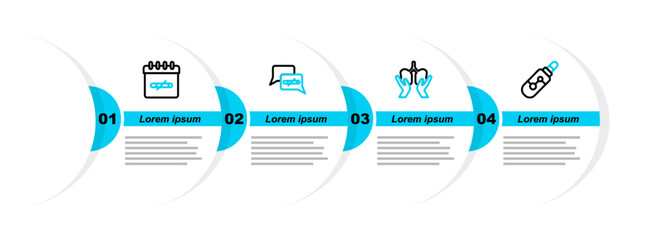 Canvas Print - Set line Electronic cigarette, Lungs, No smoking and days icon. Vector