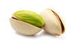 pistachio nuts isolated on a white background, Pistachio with leaf isolated on a transparent background, Generative AI