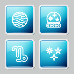 Sticker - Set line Planet Venus, Magic ball, Capricorn zodiac and Falling star icon. Vector