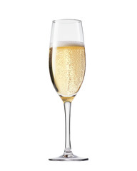 glass of champagne on transparent background. PNG file. AI generated