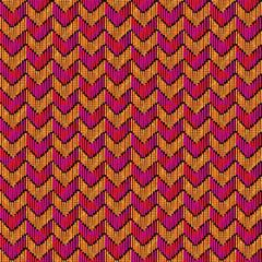 Canvas Print - Embroidery  seamless pattern. Colorful geometric background.