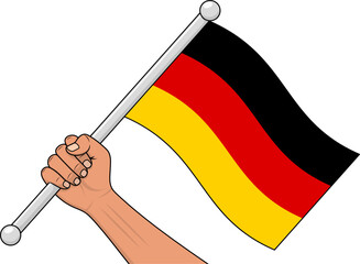 Wall Mural - vector of a hand holding a German flag stick
