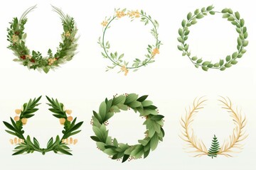 Wall Mural - Leaf vine circle set isolates on a white background