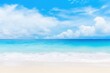 Tropical Paradise Vista: Experience the Serenity of a Colorful Panoramic Landscape, a Beautiful Sandy Beach, White Sand, and the Rolling Calm Waves of Turquoise Ocean