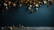 plain dark blue background mit golden stars, christmas theme. Generative AI