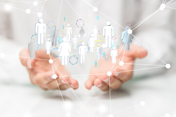 Poster - Global network. Blockchain. 3D illustration. Neural networks and artificial intelligence. Abstract