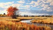 Scenery Autumn landscape in Cherry Creek Valley Ecological Park, Centennial, Colorado