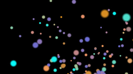 Wall Mural - abstract colorful particles fly in the universe. 4k. 3d. isolated black background.