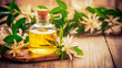 Honeysuckle essential oil in a bottle. Generative AI,