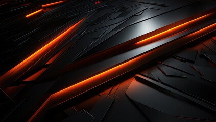 Futuristic abstract background: bright orange and black geometric shapes