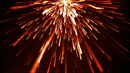 Wall Mural - abstract colorful orange red animated firework particle burst, christmas new years eve animation, 4k