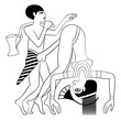 Erotic drawing in the style of the art of ancient Egypt
