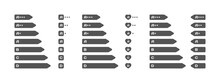 Letter Rating Icon. Silhouette, Gray, Letter Rating A , B, C. Vector Icons
