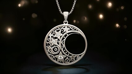 Wall Mural - an intricate silver necklace surrounded by a field of stars the dream sealing appears as a tiny spar